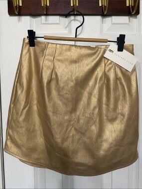 Endless Rose Gold Metallic Mini Skirt Medium W 14 L 15” side